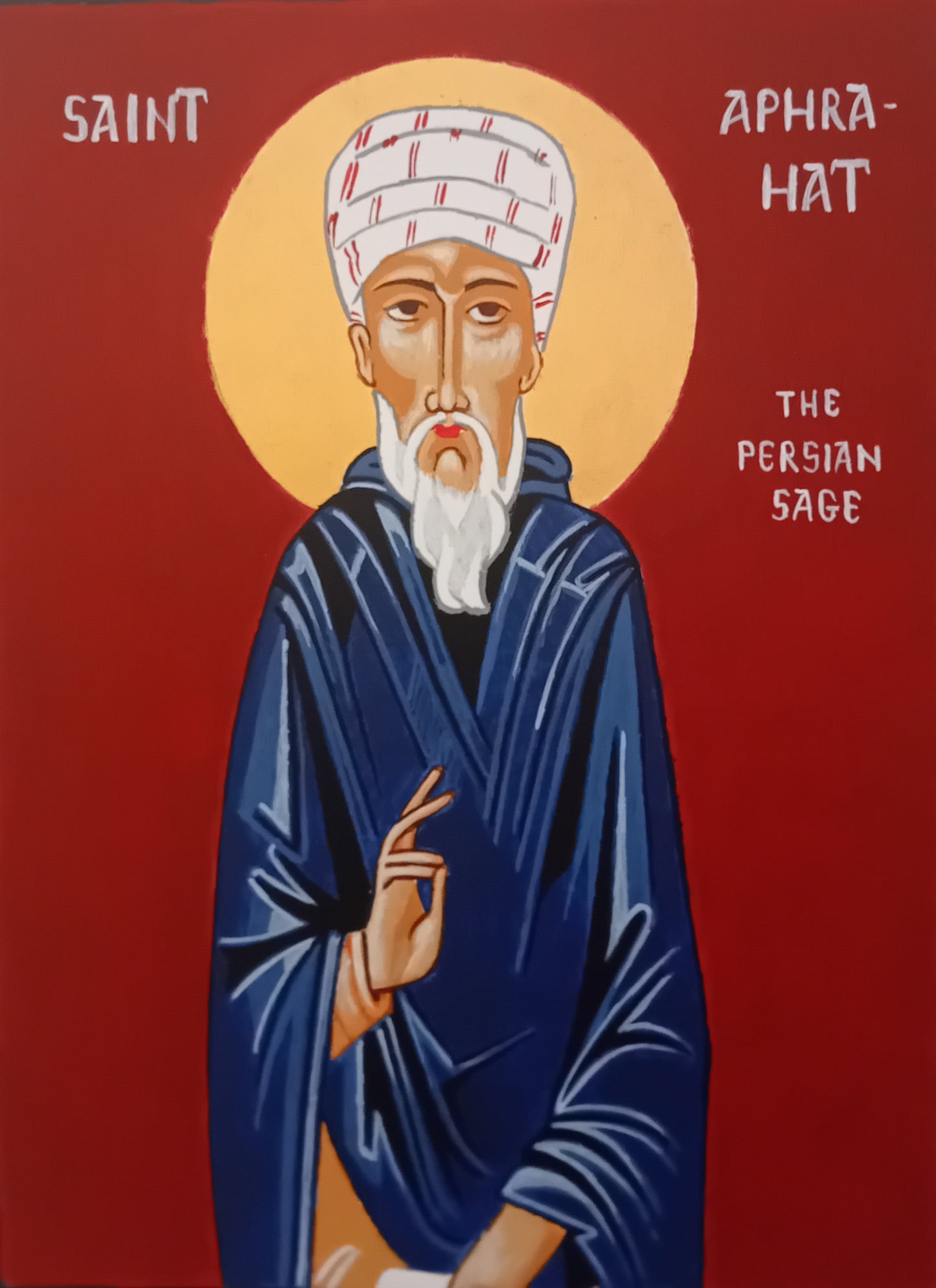 Handpainted orthodox religious icon Saint Aphrahat the Persian Sage - Handmadeiconsgreece