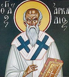 Handpainted orthodox religious icon Saint Arkadios the Wonderworker and Bishop of Arsinoe - Handmadeiconsgreece