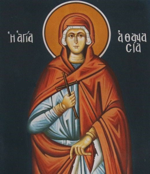 Handpainted orthodox religious icon Saint Athanasia of Aigina the Wonderworker - Handmadeiconsgreece