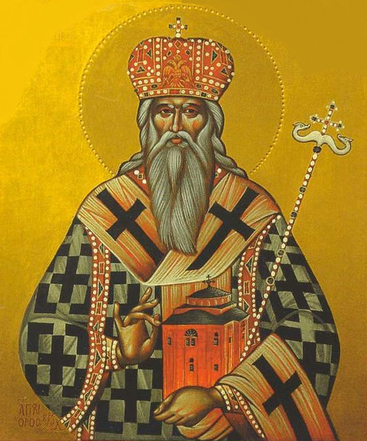Handpainted orthodox religious icon Saint Athanasius Patelaros the Patriarch of Constantinople - Handmadeiconsgreece