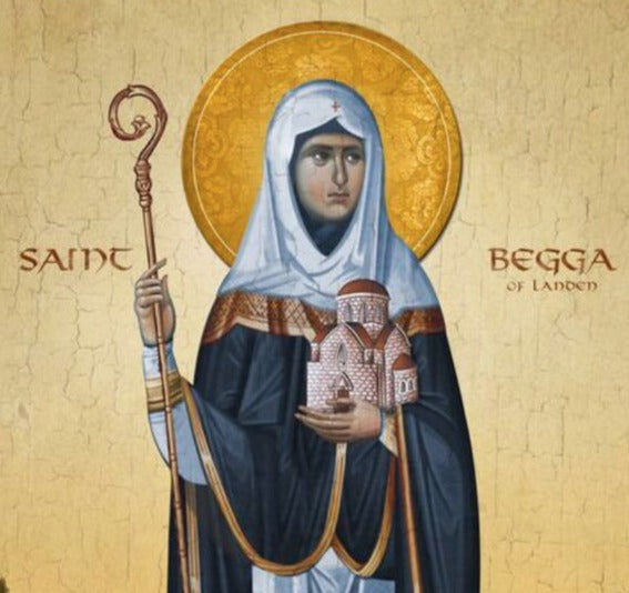 Handpainted catholic religious icon Saint Begga the First Abbess of Copeland in Cumbria - Handmadeiconsgreece