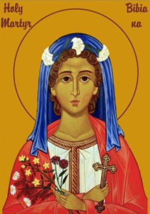 Handpainted orthodox religious icon Saint Bibiana the Virgin Martyr of Rome - Handmadeiconsgreece