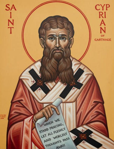 Handpainted orthodox religious icon Saint Cyprian of Carthage - Handmadeiconsgreece