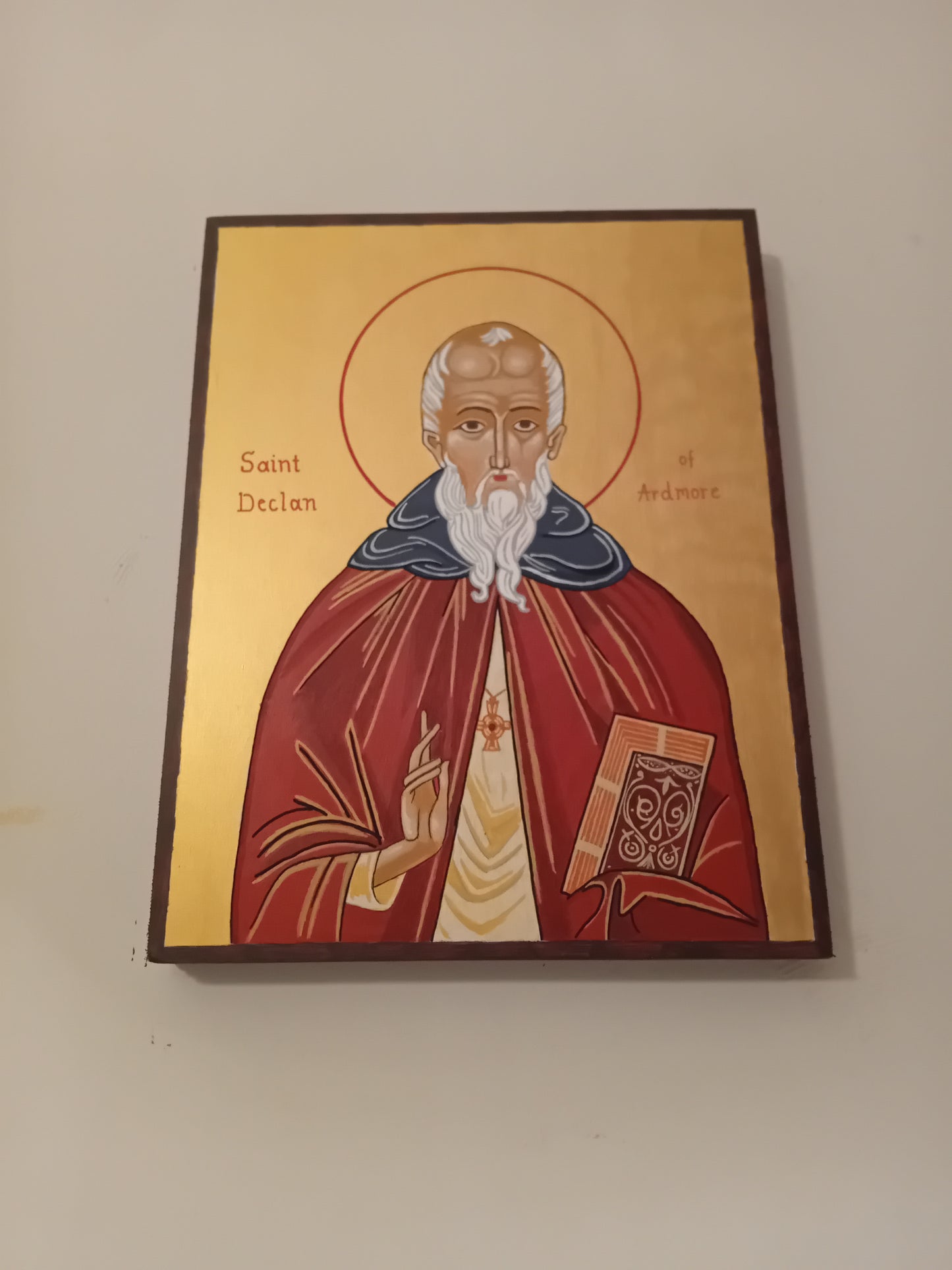 Handpainted catholic religious icon Saint Declan of Ardmore - HandmadeIconsGreece