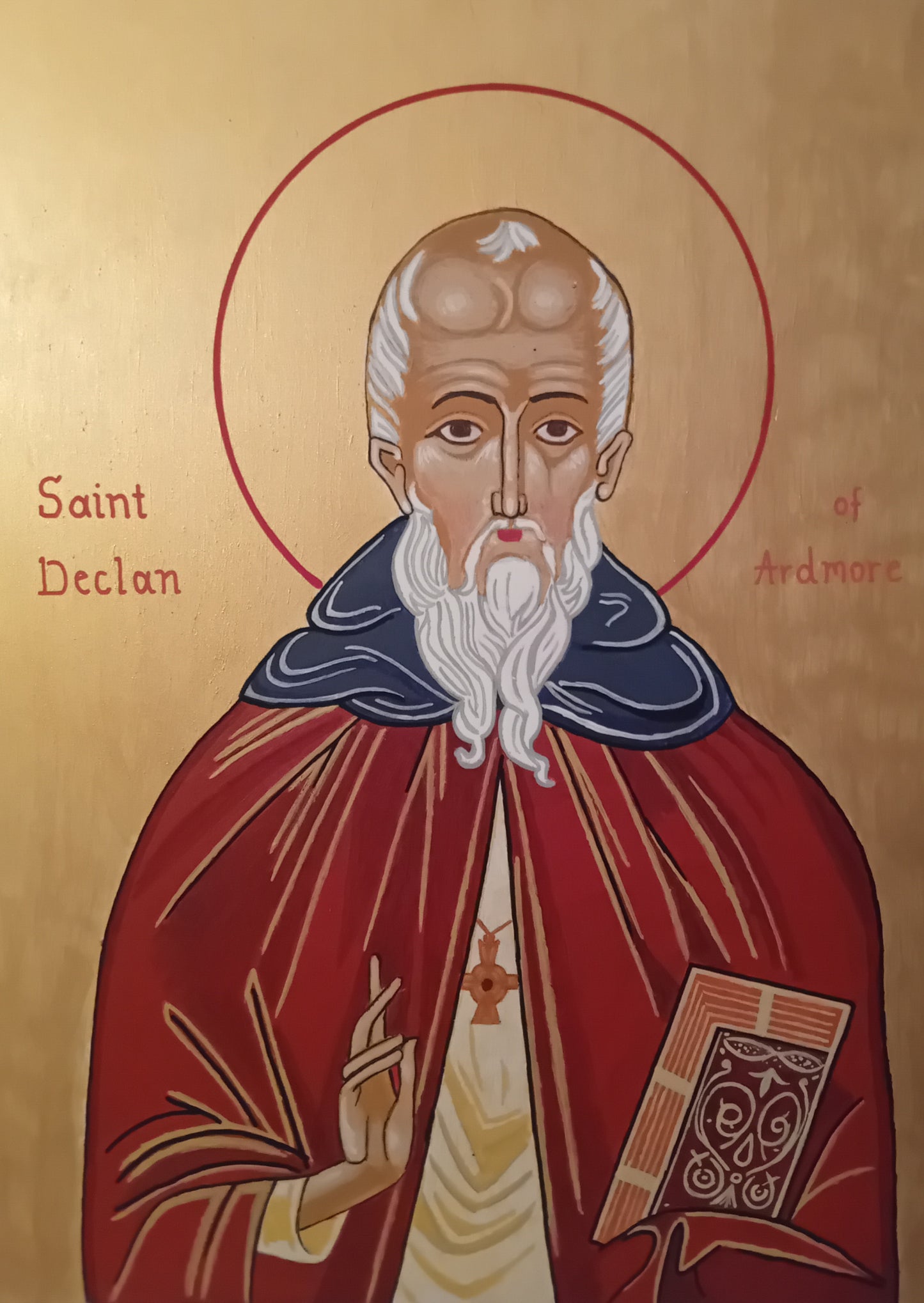 Handpainted catholic religious icon Saint Declan of Ardmore - HandmadeIconsGreece