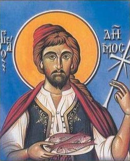 Handpainted orthodox religious icon Saint Demos the Fisherman and New Martyr - Handmadeiconsgreece