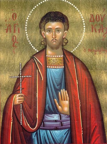 Handpainted orthodox religious icon Saint Doukas the Tailor from Mytilene - Handmadeiconsgreece