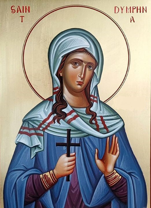 Handpainted orthodox religious icon Saint Dymphna - Handmadeiconsgreece