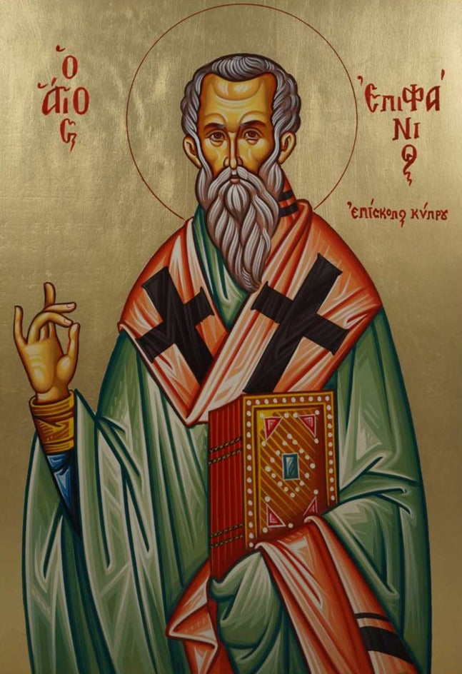 Handpainted orthodox religious icon Saint Epiphanius the Bishop of Salamis and Archbishop of Cyprus - Handmadeiconsgreece