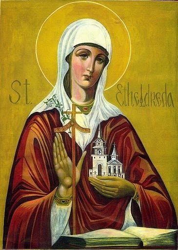 Handpainted catholic religious icon Saint Etheldreda the Queen - Handmadeiconsgreece