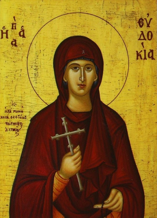 Handpainted orthodox religious icon Saint Eudokia the Martyr - Handmadeiconsgreece