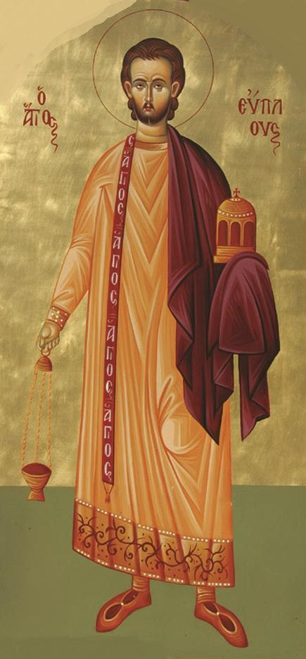 Handpainted orthodox religious icon Saint Euplos the Deacon of Catania and Great Martyr - Handmadeiconsgreece