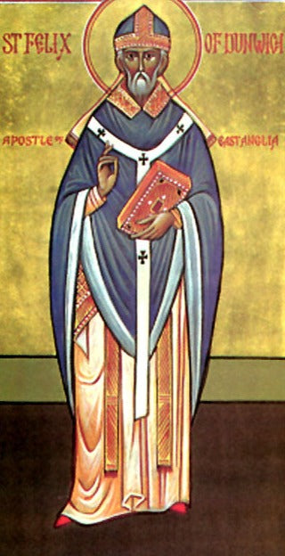 Handpainted catholic religious icon Saint Felix the Bishop of Dunwich - Handmadeiconsgreece