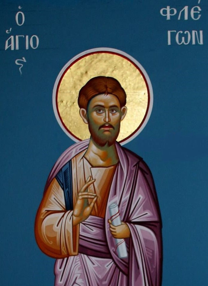 Handpainted orthodox religious icon Saint Flegon the Bishop of Marathon - Handmadeiconsgreece
