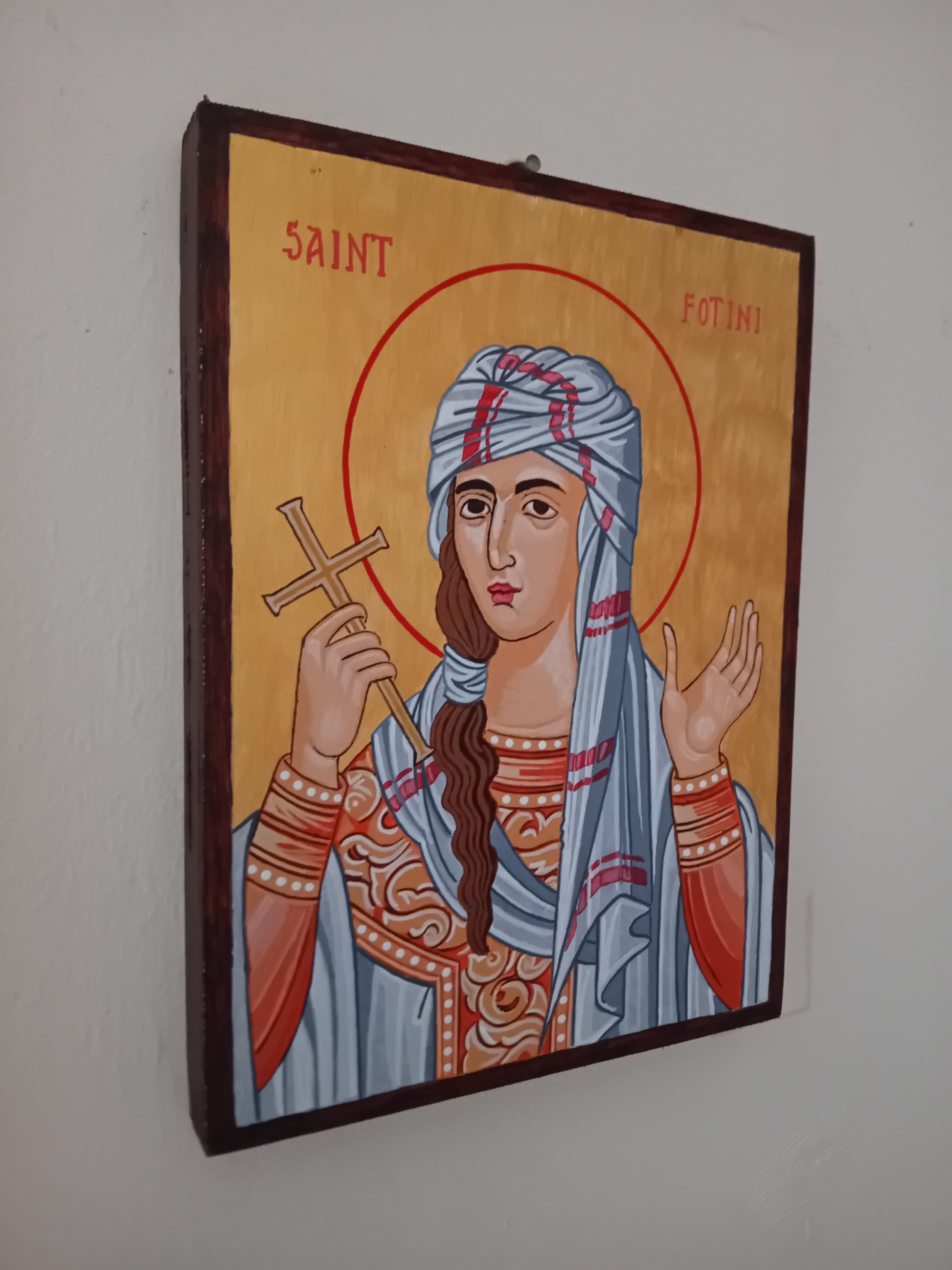 Handpainted orthodox religious icon Saint Fotini the Samaritan Woman - HandmadeIconsGreece