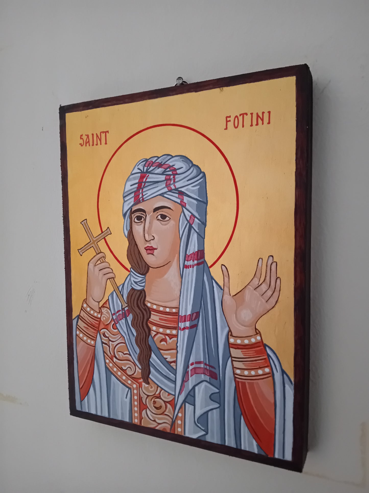Handpainted orthodox religious icon Saint Fotini the Samaritan Woman - HandmadeIconsGreece