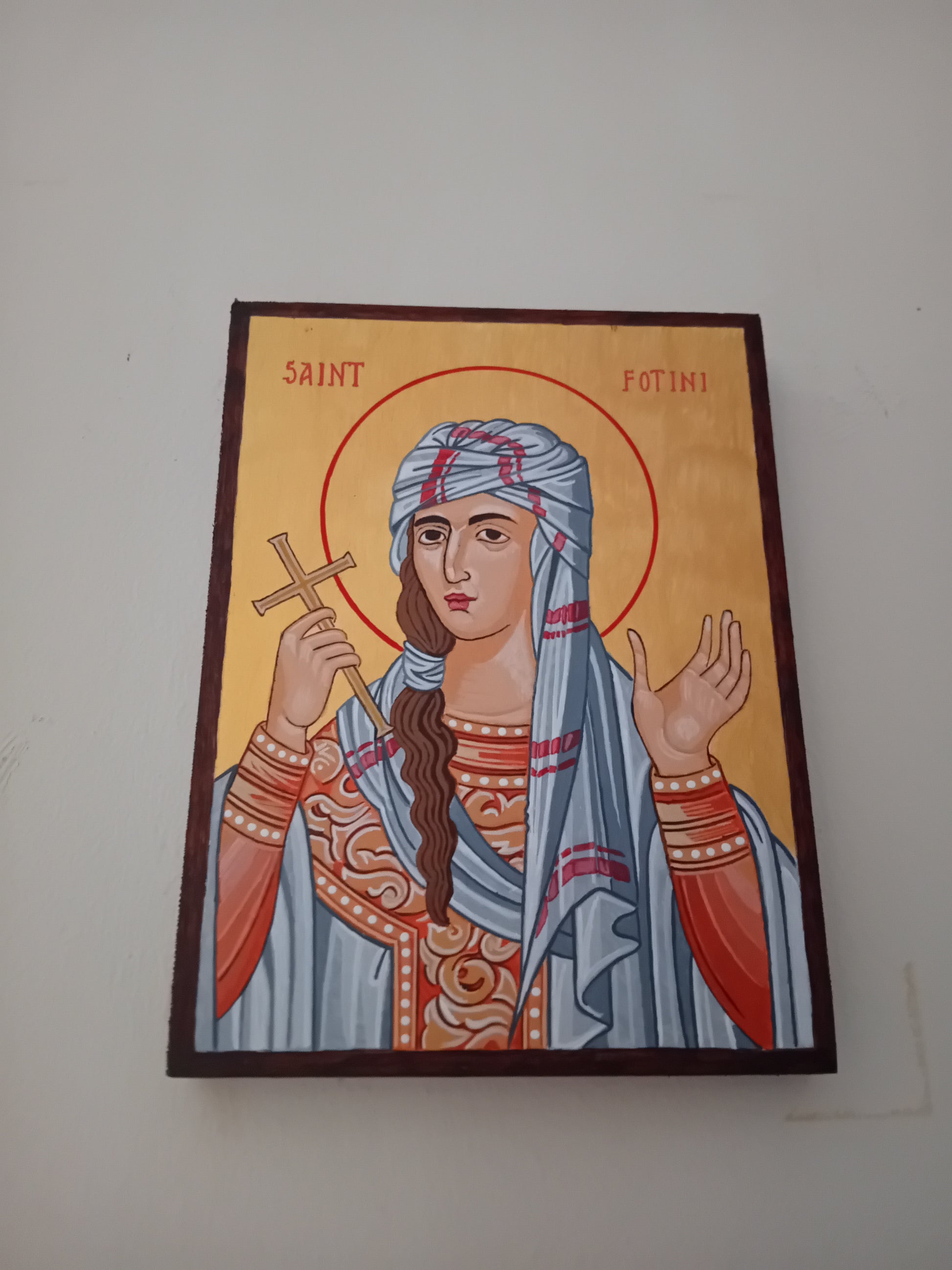 Handpainted orthodox religious icon Saint Fotini the Samaritan Woman - HandmadeIconsGreece