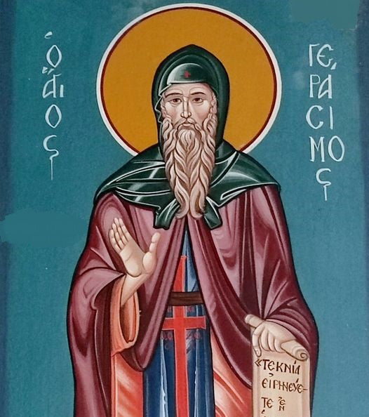 Handpainted orthodox religious icon Saint Gerasimos the New Ascetic of Kefallonia - Handmadeiconsgreece