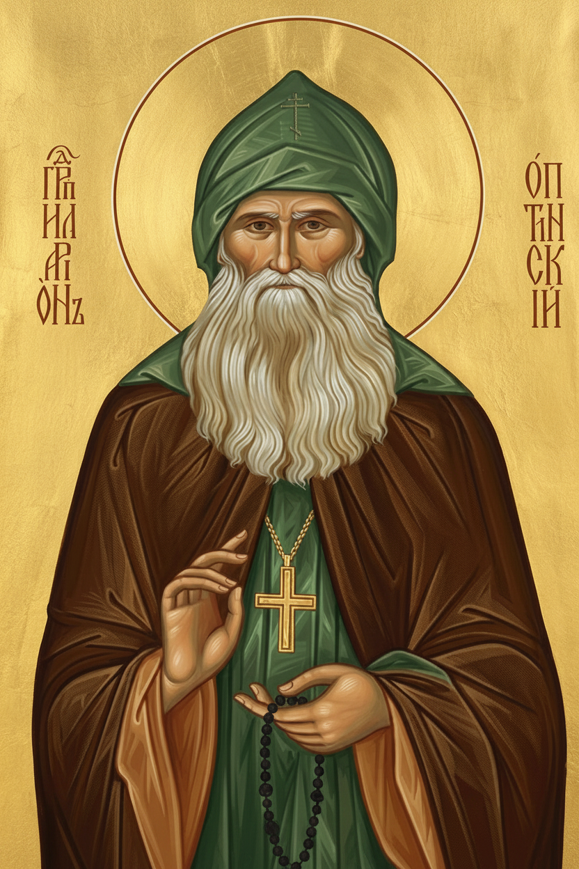 Handpainted orthodox religious icon Saint Hilarion of Optina - Handmadeiconsgreece