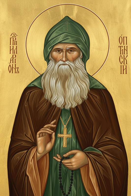 Handpainted orthodox religious icon Saint Hilarion of Optina - Handmadeiconsgreece