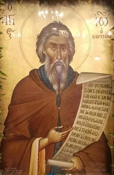 Handpainted orthodox religious icon Saint Ioannis from Karpathos - Handmadeiconsgreece