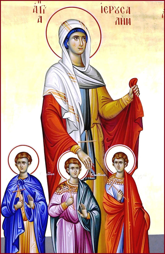 Handpainted orthodox religious icon Saint Jerusalem and her children - Handmadeiconsgreece