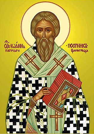 Handpainted orthodox religious icon Saint John the Abstainer and Patriarch of Constantinople - Handmadeiconsgreece