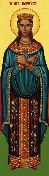 Handpainted orthodox religious icon Saint Kerkyra - Handmadeiconsgreece