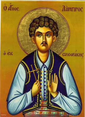 Handpainted orthodox religious icon Saint Lampros the New Martyr of Samothrace - Handmadeiconsgreece