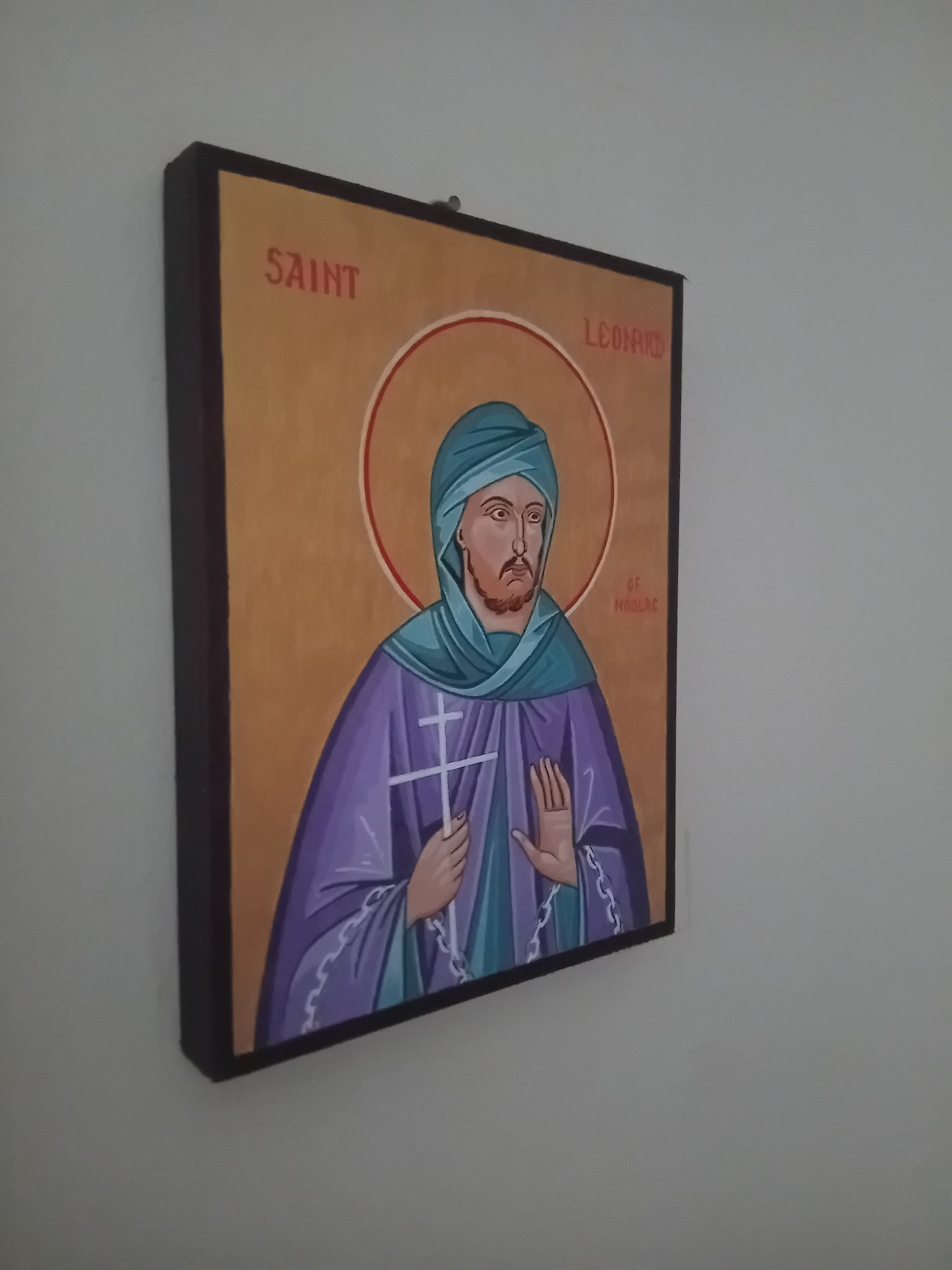 Handpainted orthodox religious icon Saint Leonard of Noblac - Handmadeiconsgreece