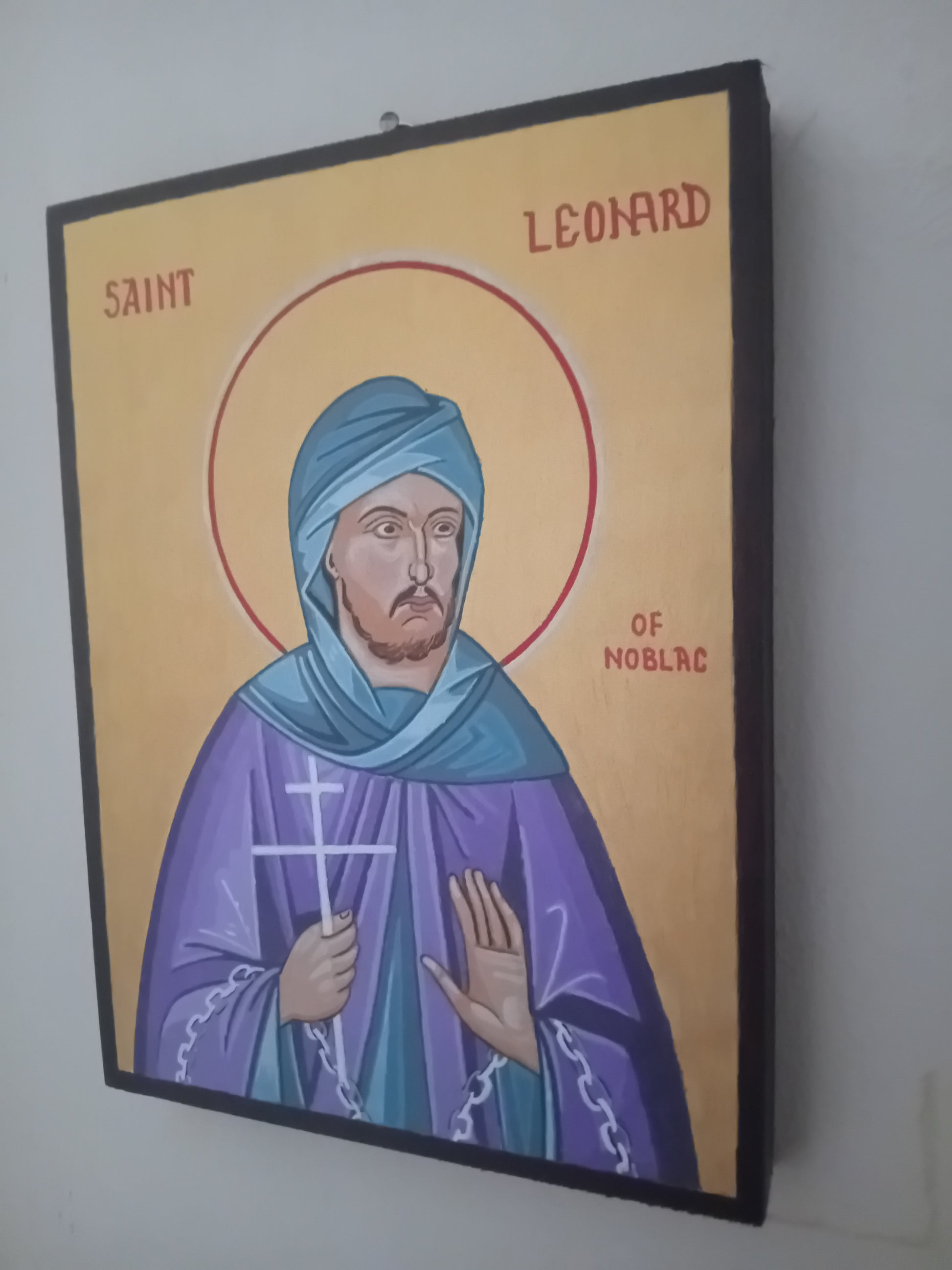Handpainted orthodox religious icon Saint Leonard of Noblac - Handmadeiconsgreece