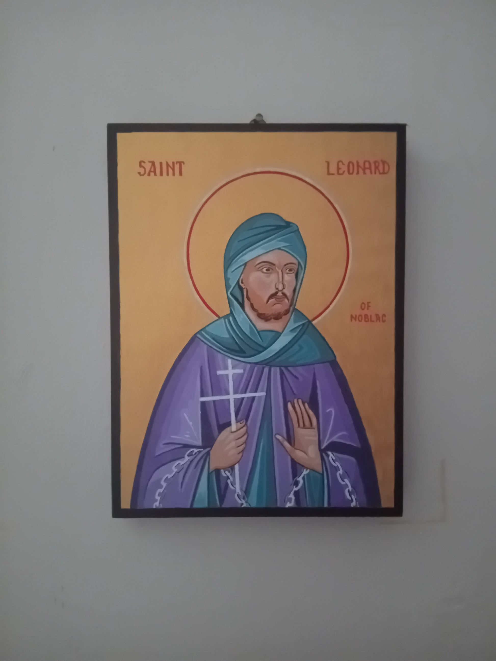 Handpainted orthodox religious icon Saint Leonard of Noblac - Handmadeiconsgreece