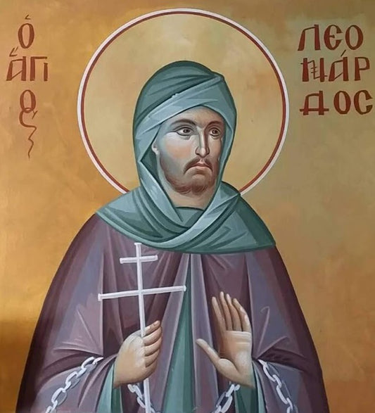 Handpainted orthodox religious icon Saint Leonard of Noblac - Handmadeiconsgreece