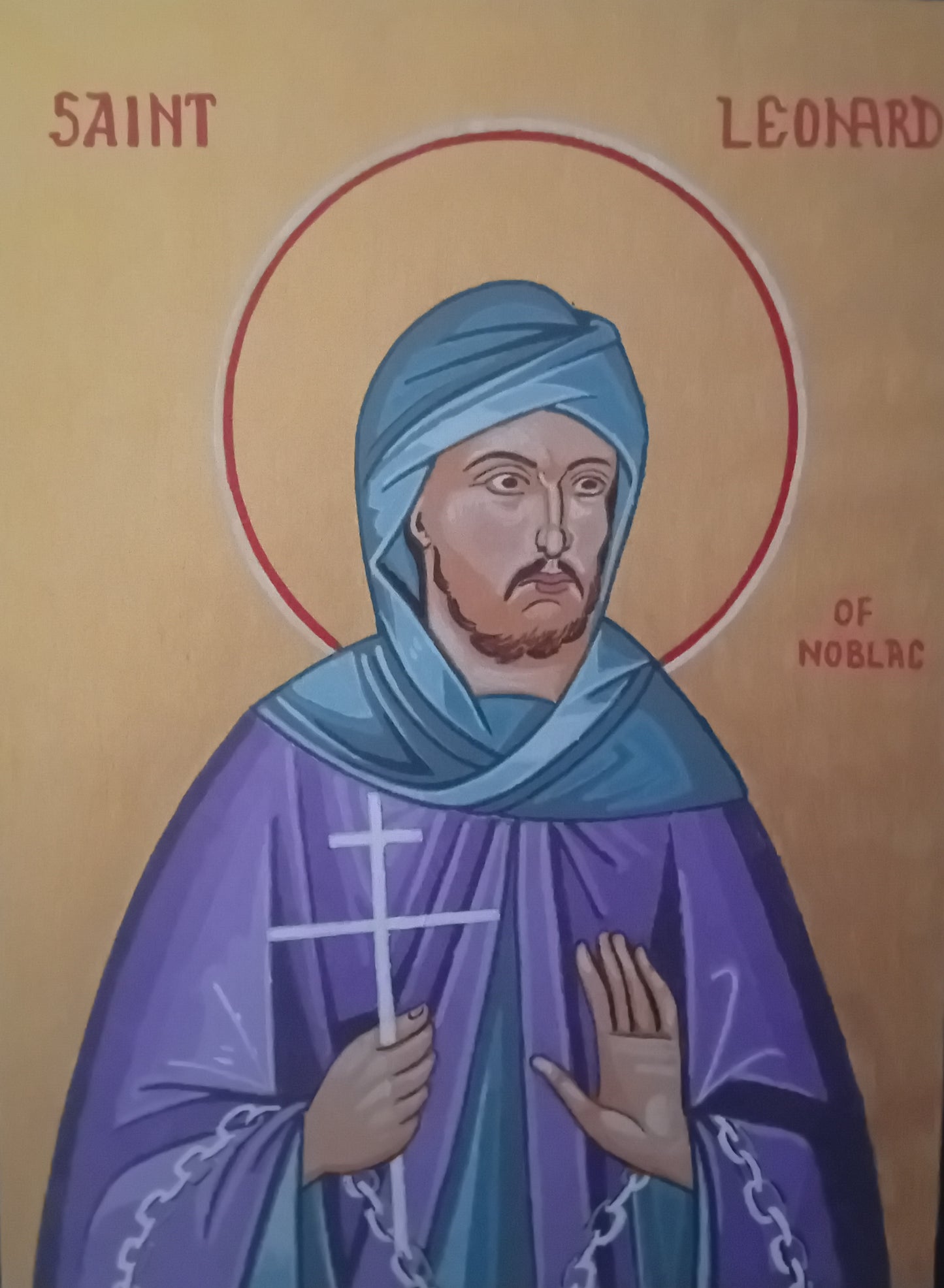 Handpainted orthodox religious icon Saint Leonard of Noblac - Handmadeiconsgreece