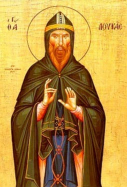 Handpainted orthodox religious icon Saint Loukas Steiriotis - Handmadeiconsgreece
