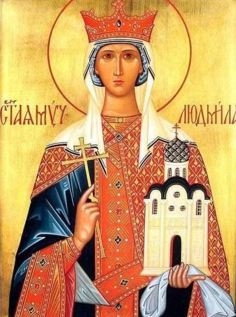 Handpainted orthodox religious icon Saint Ludmilla the Princess of the Czechs - Handmadeiconsgreece