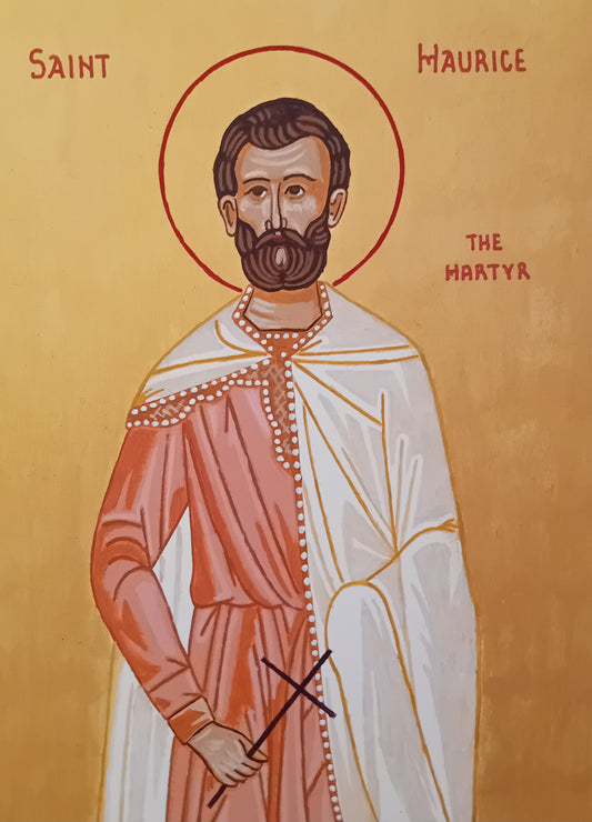 Handpainted orthodox religious icon Saint Maurice the Martyr - Handmadeiconsgreece