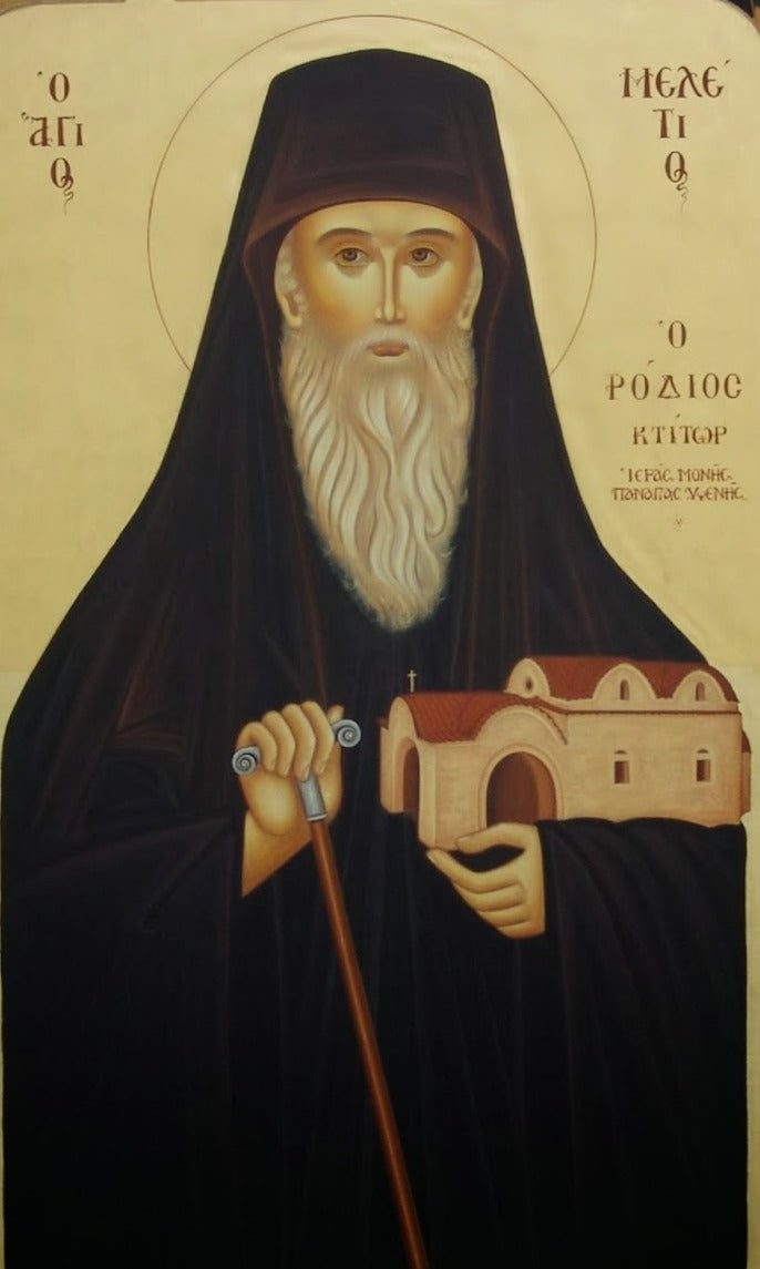 Handpainted orthodox religious icon Saint Meletius the Founder of Ipseni Monastery - Handmadeiconsgreece