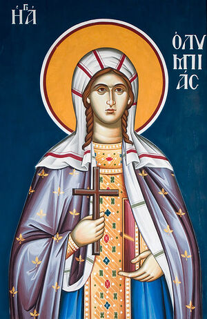 Handpainted orthodox religious icon Saint Olympias the Deaconess of Constantinople - Handmadeiconsgreece