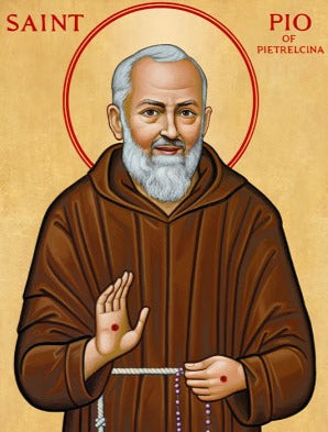 Handpainted catholic religious icon Saint Padre Pio - Handmadeiconsgreece