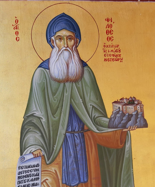 Handpainted orthodox religious icon Saint Philotheos of Sklatenis - Handmadeiconsgreece