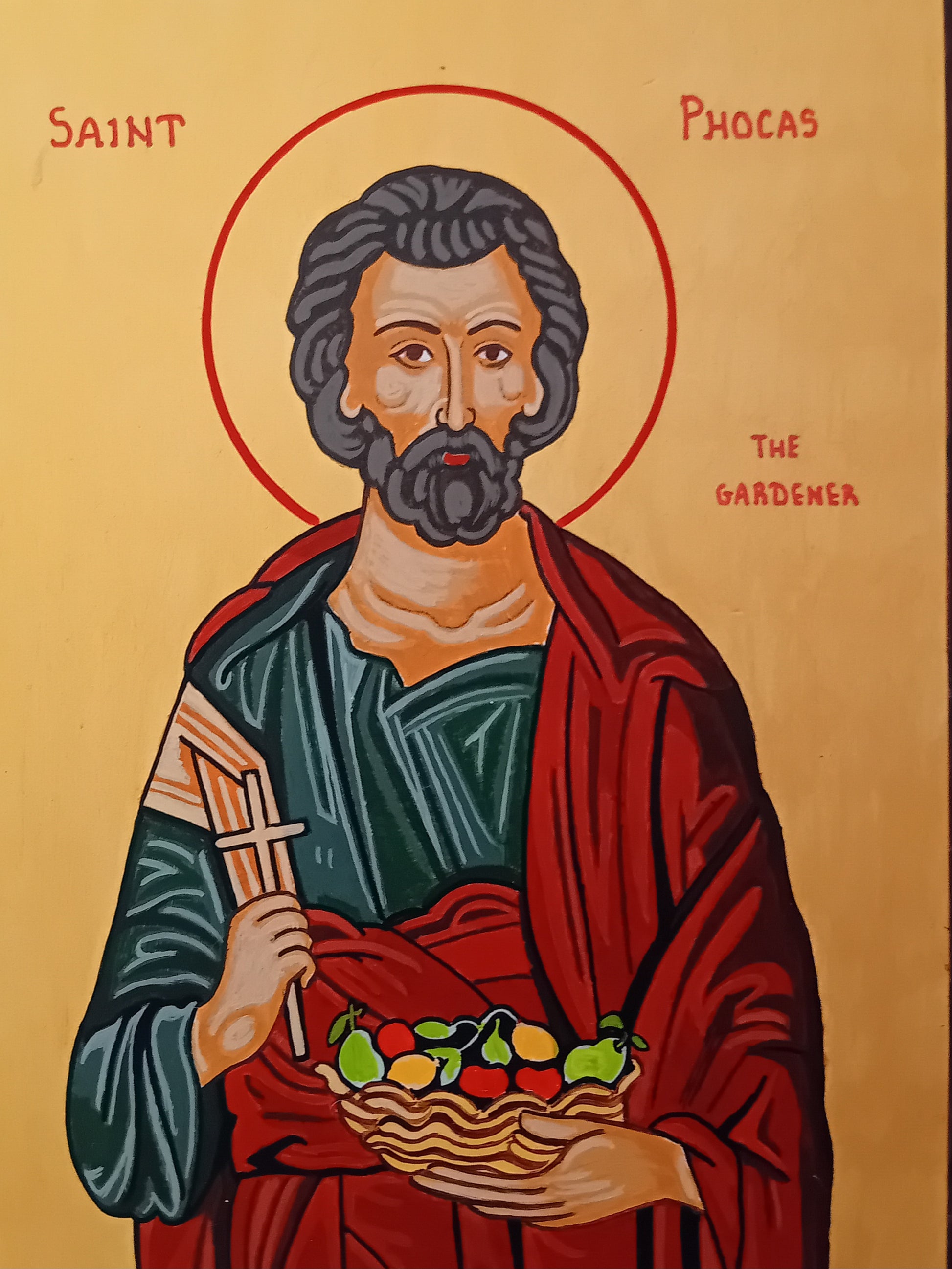 Handpainted orthodox religious icon Saint Phocas the Gardener - Handmadeiconsgreece