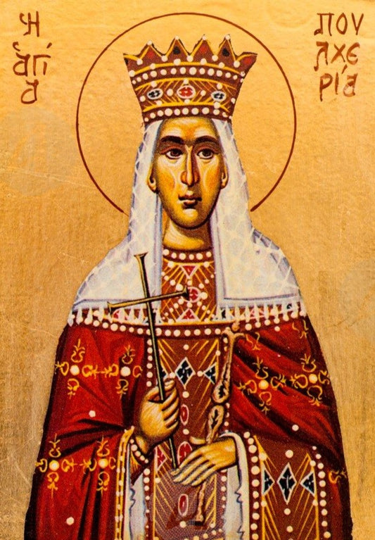 Handpainted orthodox religious icon Saint Pulcheria the Empress - Handmadeiconsgreece