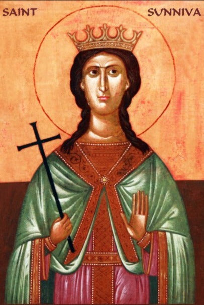 Handpainted catholic religious icon Saint Sunniva - Handmadeiconsgreece