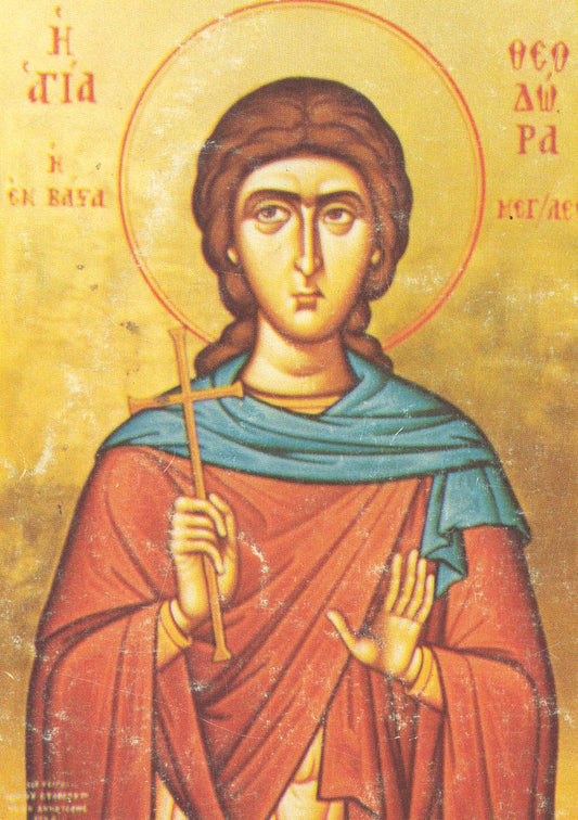 Handpainted orthodox religious icon Saint Theodora Vasta - Handmadeiconsgreece