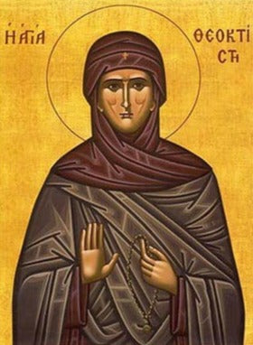 Handpainted orthodox religious icon Saint Theoktiste of Lesvos - Handmadeiconsgreece