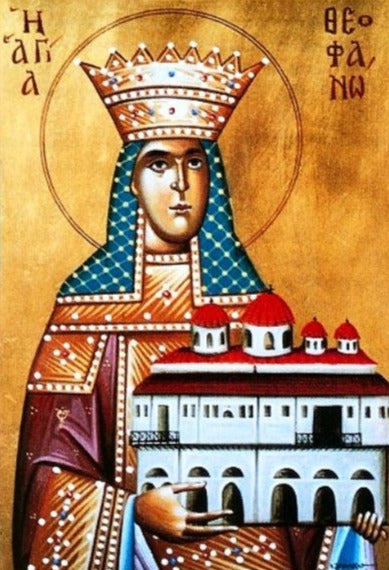 Handpainted orthodox religious icon Saint Theophano the Empress - Handmadeiconsgreece