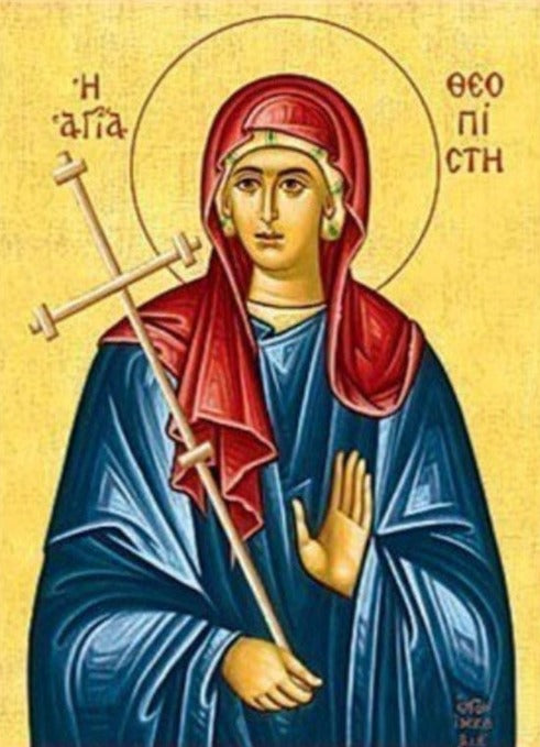 Handpainted orthodox religious icon Saint Theopisti - Handmadeiconsgreece 