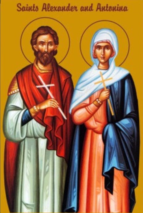 Handpainted orthodox religious icon Saints Alexander and Antonina the Holy Martyrs - Handmadeiconsgreece