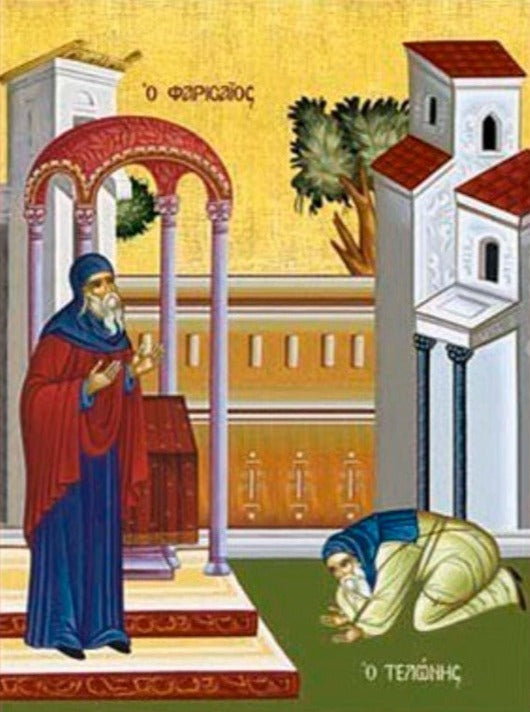 Handpainted orthodox religious icon Telonis and Farisaios - Handmadeiconsgreece